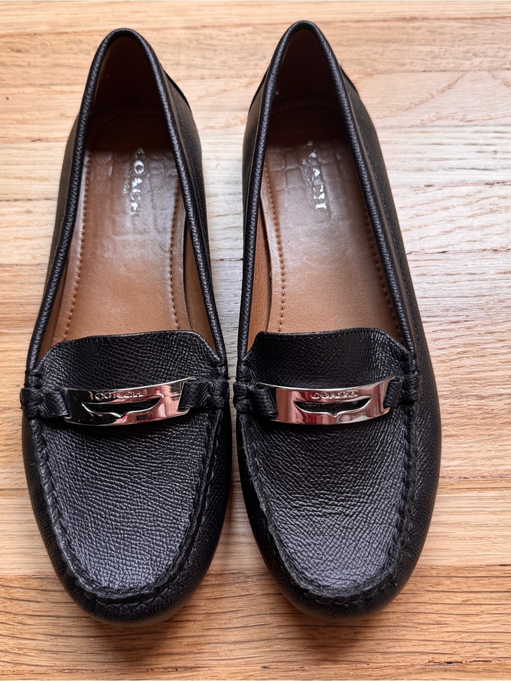 Coach Olympia Pebble Grain Leather Loafers- Women 7.5 - Picture 4 of 9